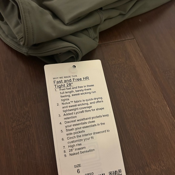 Lululemon fast and free leggings grey sage - Picture 2 of 2
